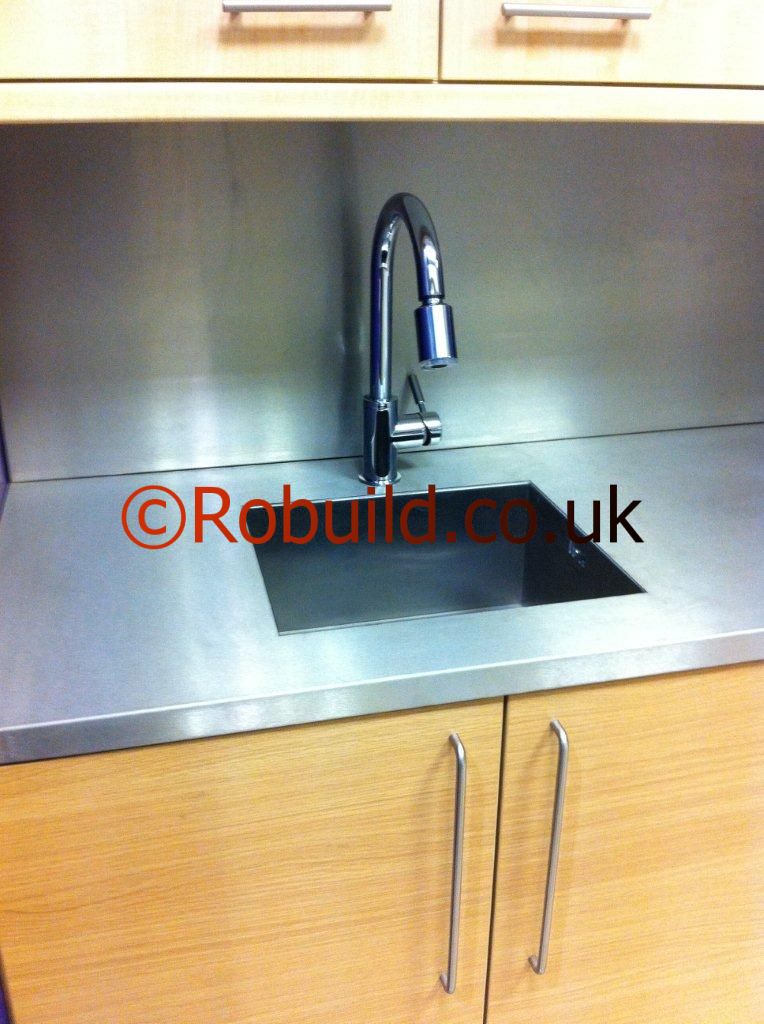 stainless worktop and sink 